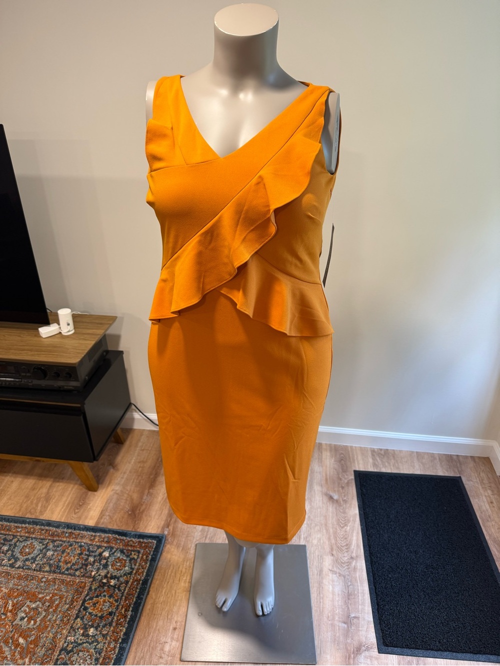 Rachel Rachel Roy Nikita Ruffle Sheath Dress 14W Autumn Glow NWT